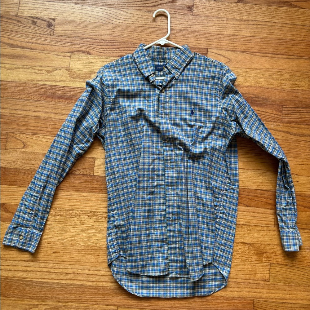 Ralph Lauren Blue and Yellow Casual Button Down Shirt
